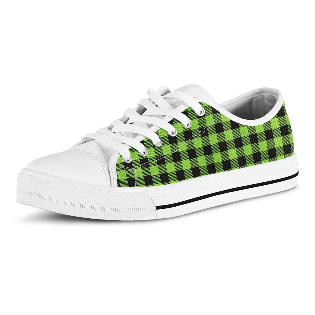 Green Plaid Men's Low Top Shoes-grizzshop