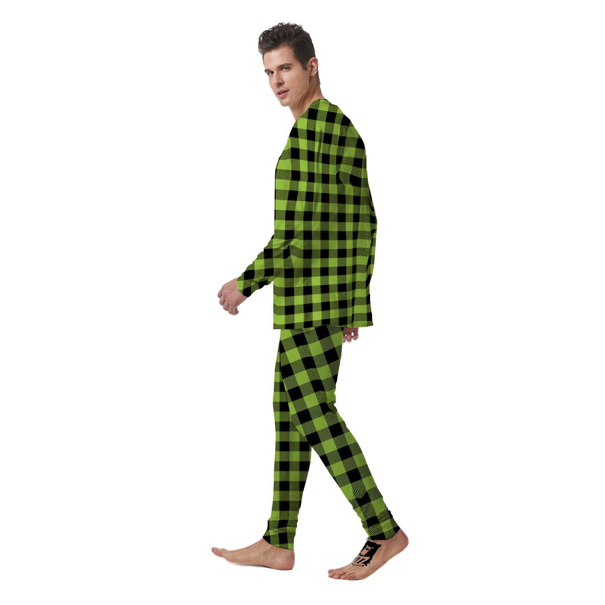 Green Plaid Men's Pajamas-grizzshop