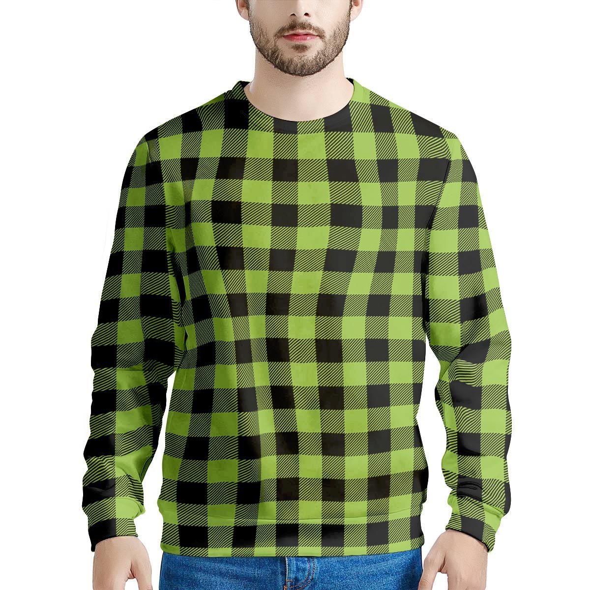 Green Plaid Men's Sweatshirt-grizzshop