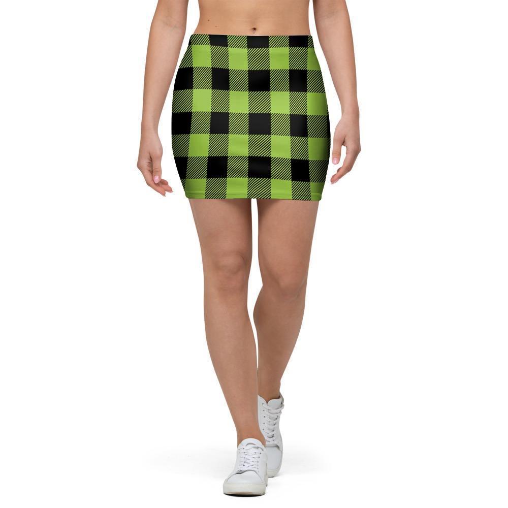 Green Plaid Mini Skirt-grizzshop