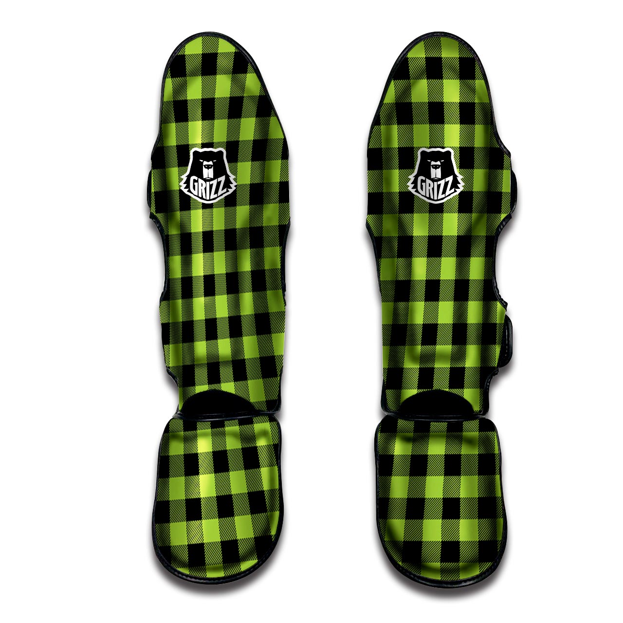 Green Plaid Muay Thai Shin Guard-grizzshop