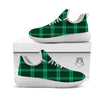 Green Plaid Print White Athletic Shoes-grizzshop