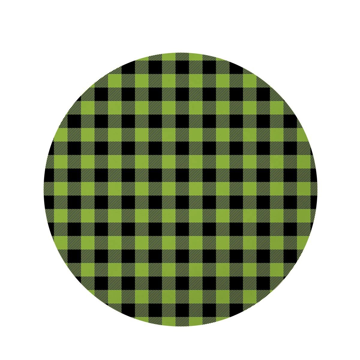 Green Plaid Round Rug-grizzshop