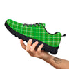 Green Plaid Shamrock Print Pattern Black Sneaker-grizzshop