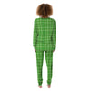 Green Plaid Shamrock Print Pattern Women's Pajamas-grizzshop