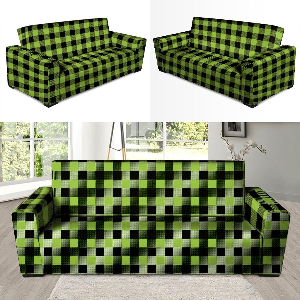 Green Plaid Sofa Cover-grizzshop