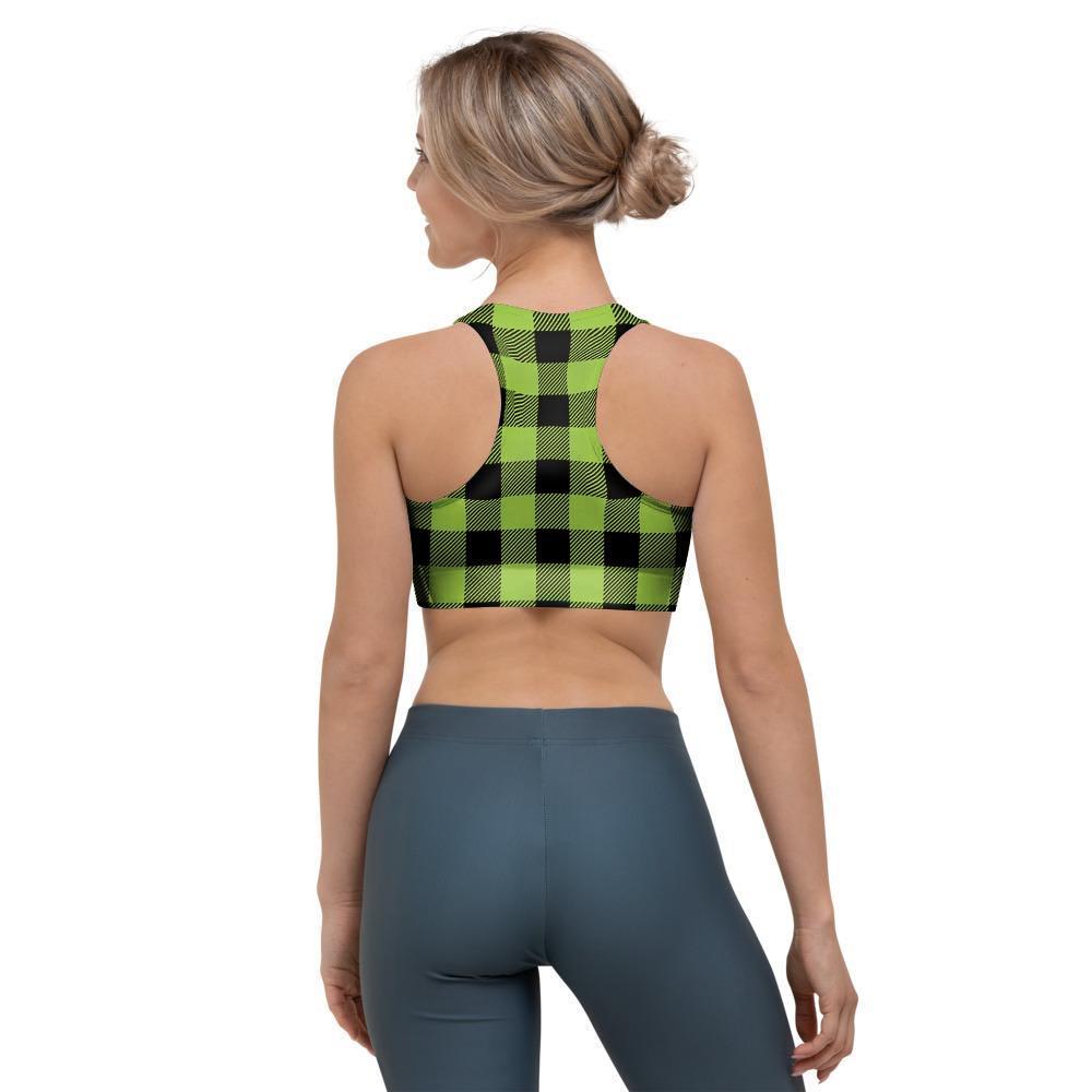 Green Plaid Sports Bra-grizzshop