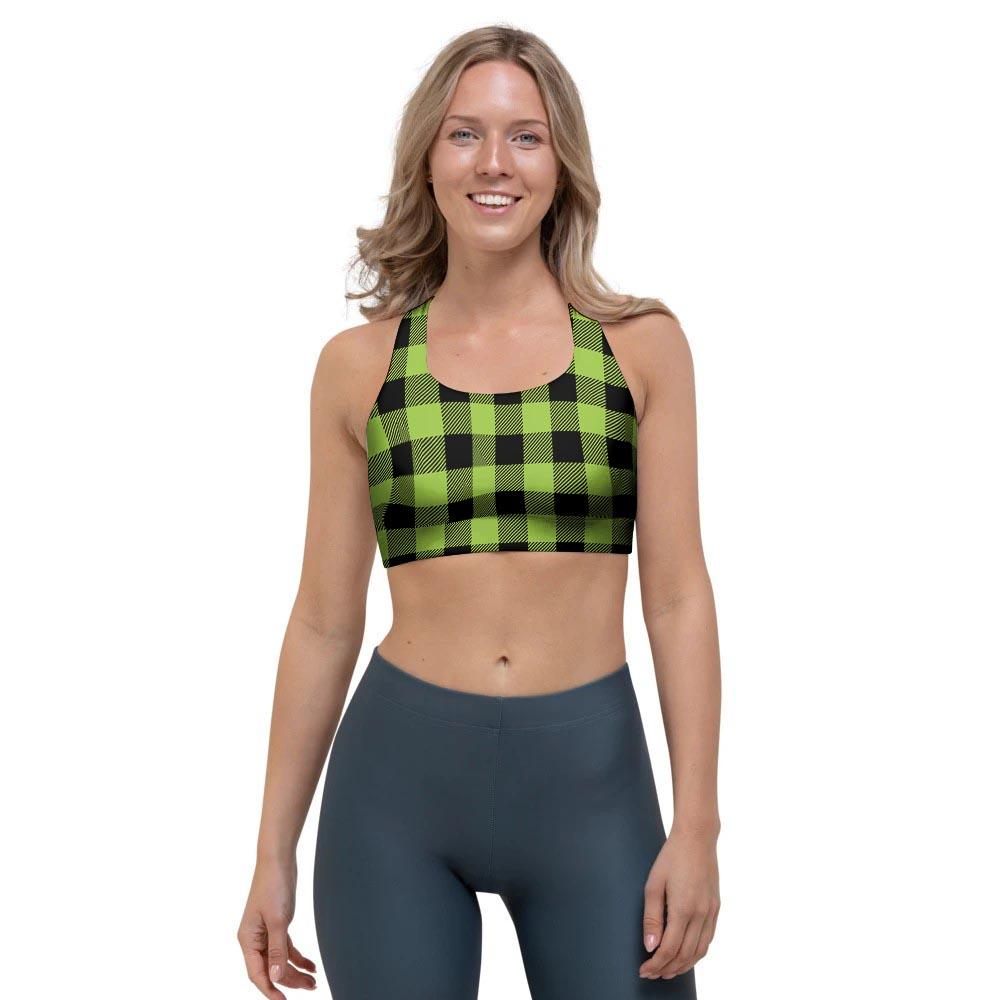 Green Plaid Sports Bra-grizzshop