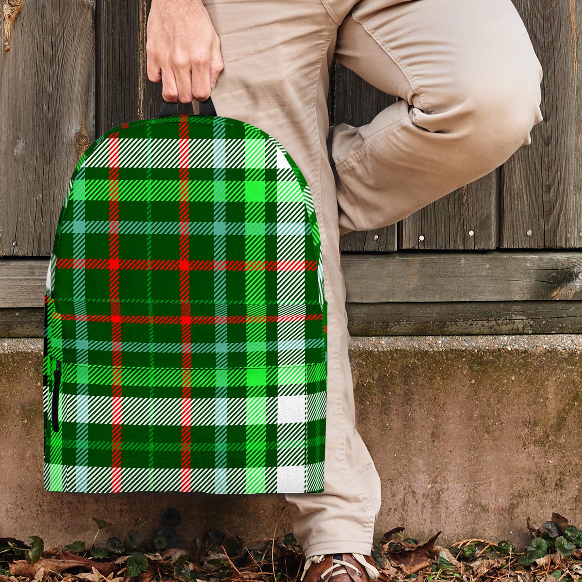 Green Plaid Tartan Backpack-grizzshop