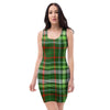 Green Plaid Tartan Bodycon Dress-grizzshop