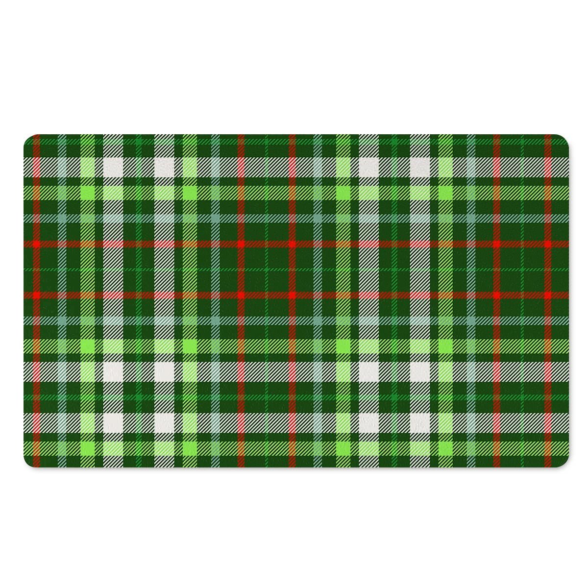 Green Plaid Tartan Door Mat-grizzshop