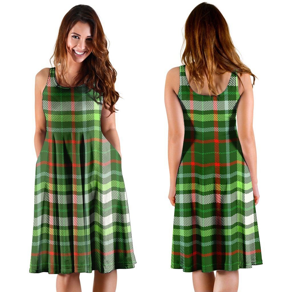 Green Plaid Tartan Dress-grizzshop