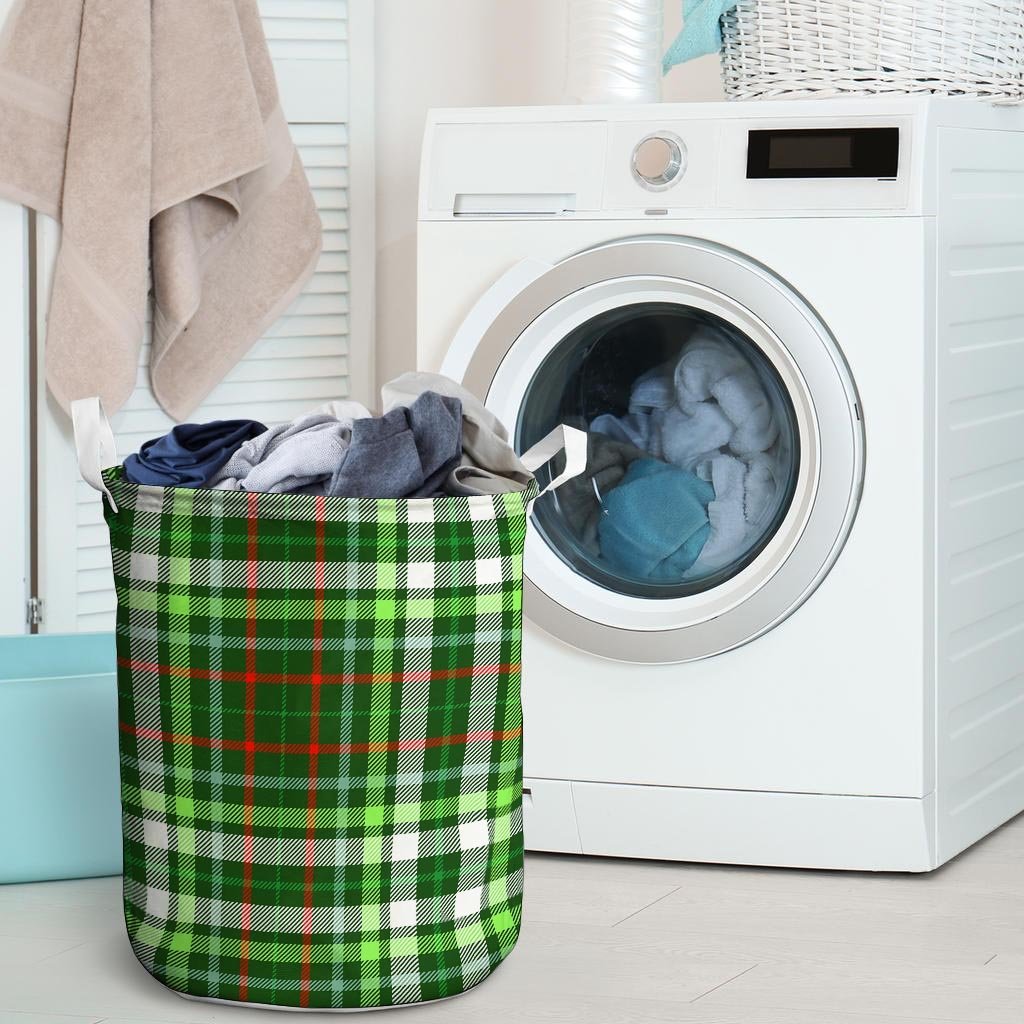 Green Plaid Tartan Laundry Basket-grizzshop