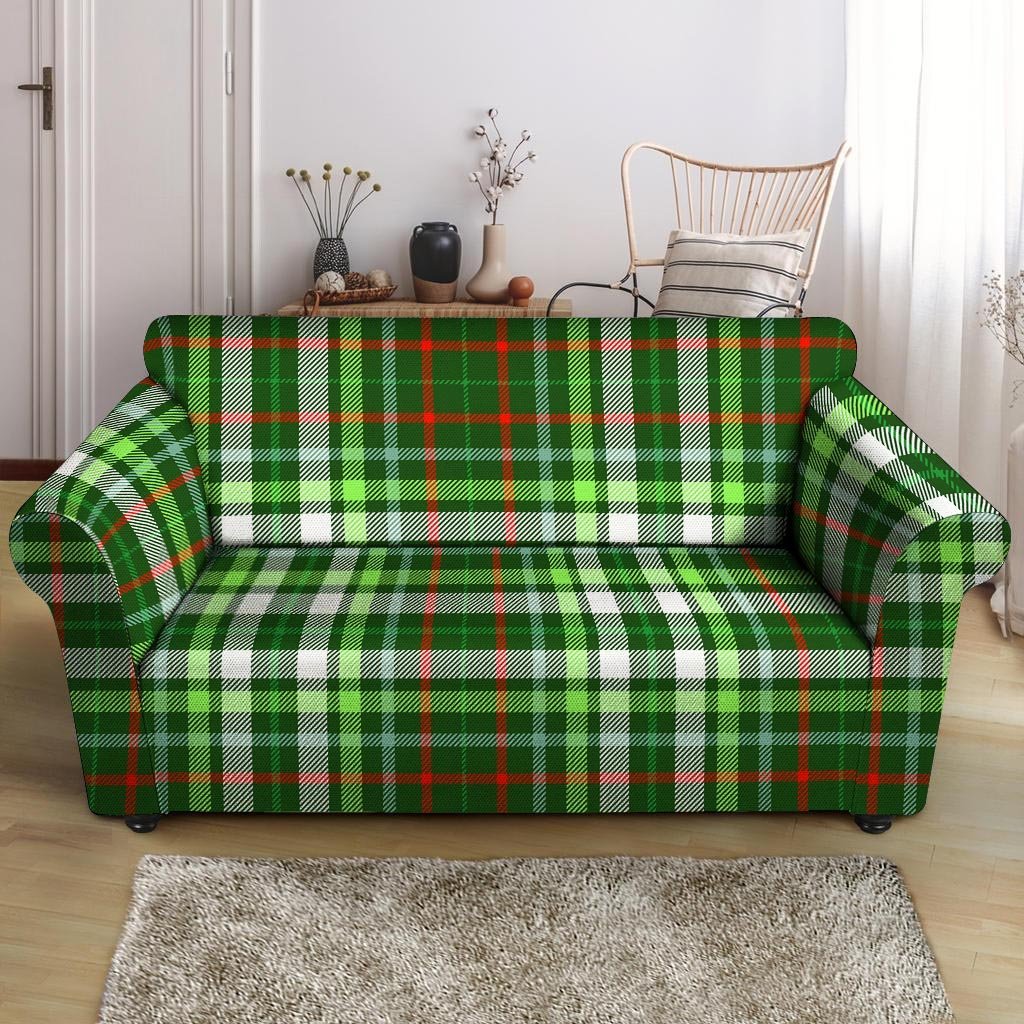 Green Plaid Tartan Loveseat Cover-grizzshop