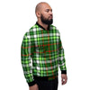 Green Plaid Tartan Men's Bomber Jacket-grizzshop