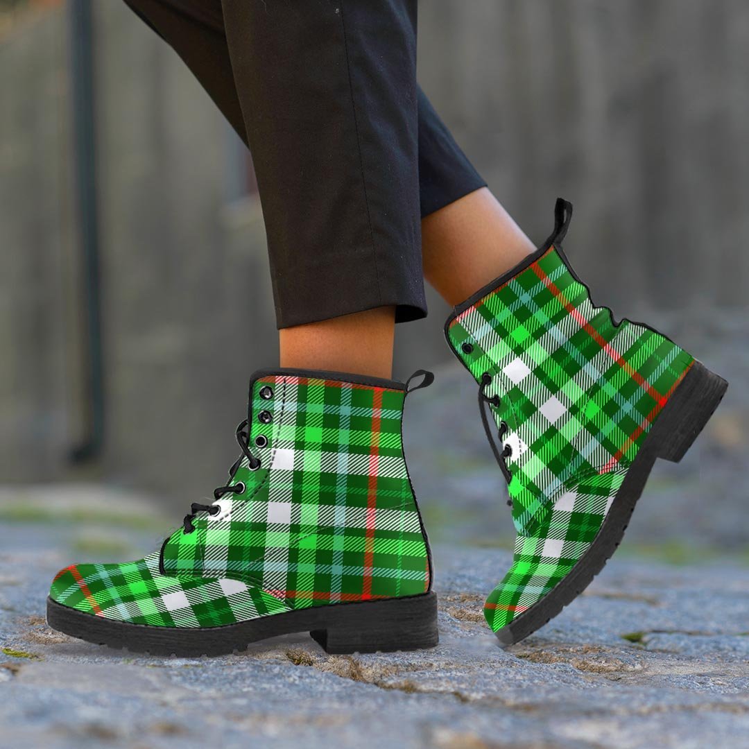 Green Plaid Tartan Men's Boots-grizzshop