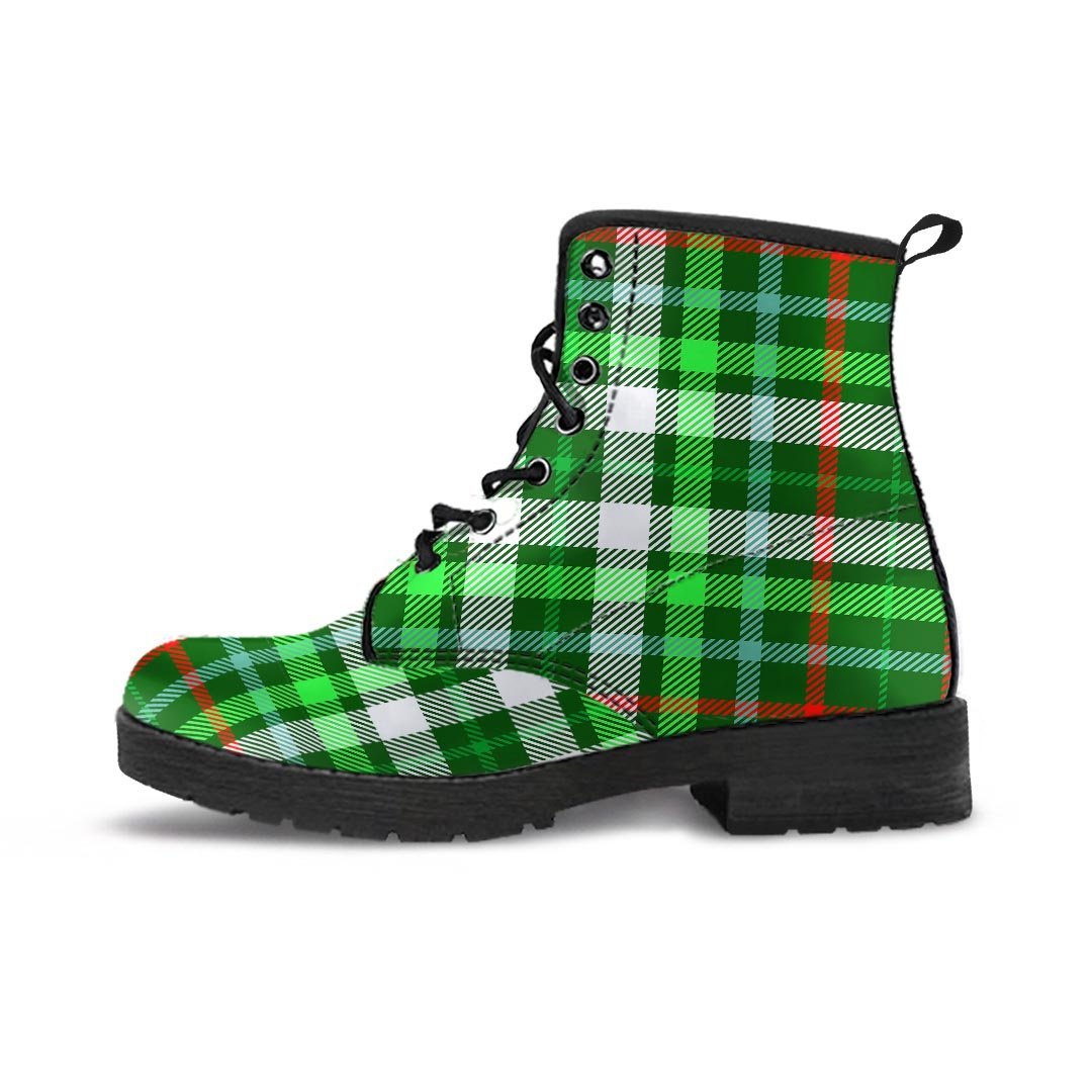 Green Plaid Tartan Men's Boots-grizzshop