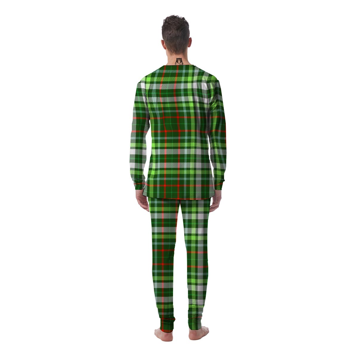 Green Plaid Tartan Men's Pajamas-grizzshop