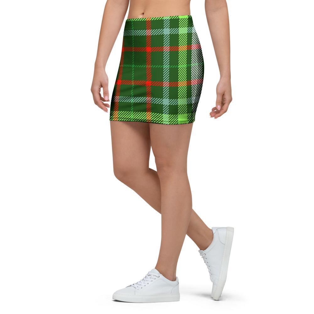 Green Plaid Tartan Mini Skirt-grizzshop