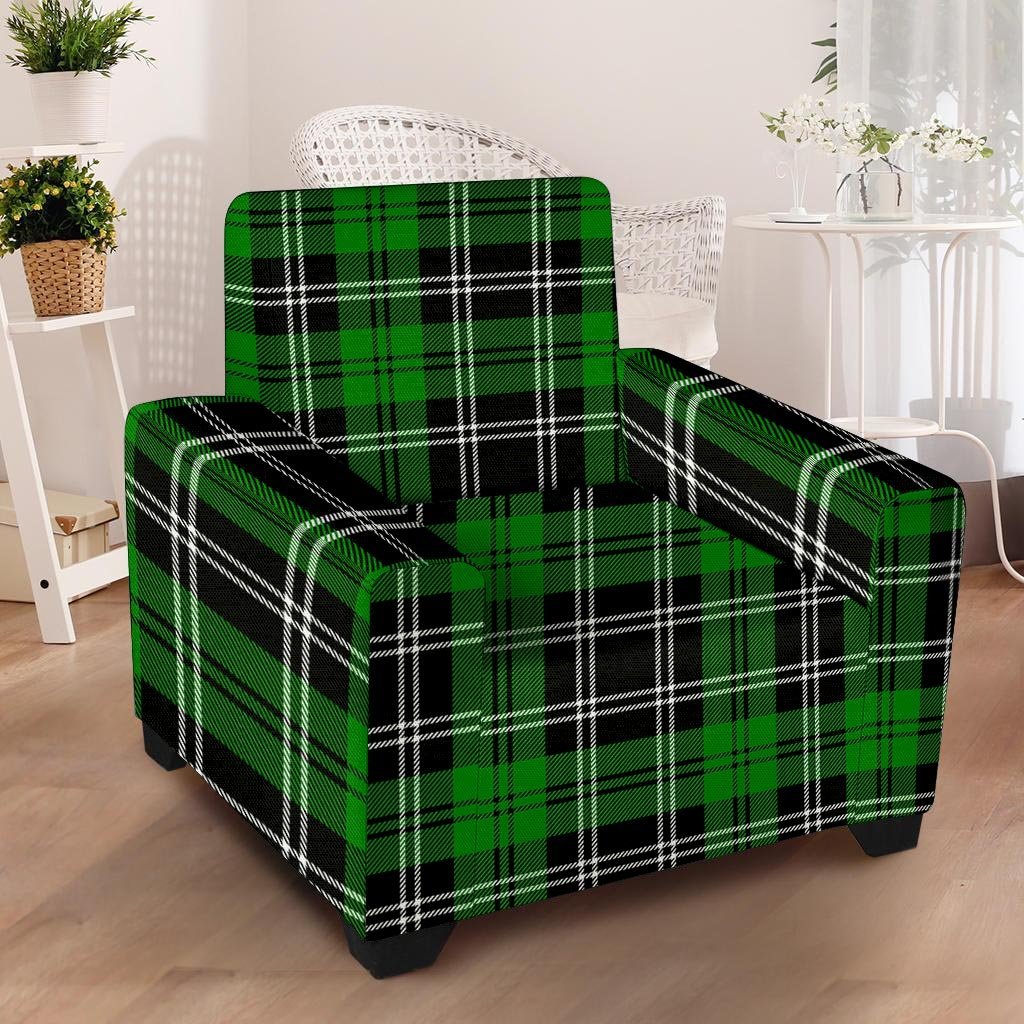 Green Plaid Tartan Print Armchair Cover-grizzshop