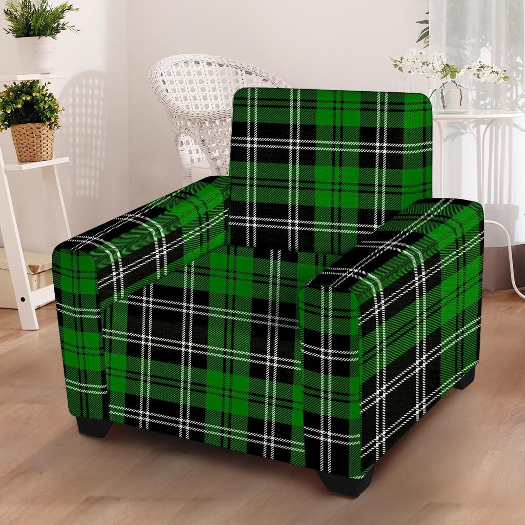 Green Plaid Tartan Print Armchair Cover-grizzshop