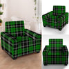 Green Plaid Tartan Print Armchair Cover-grizzshop