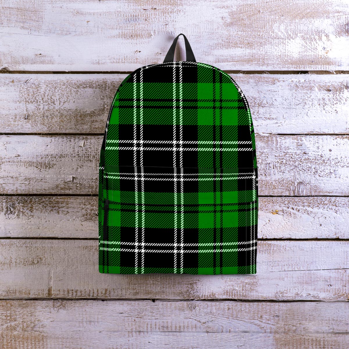 Green Plaid Tartan Print Backpack-grizzshop