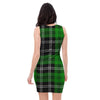 Green Plaid Tartan Print Bodycon Dress-grizzshop