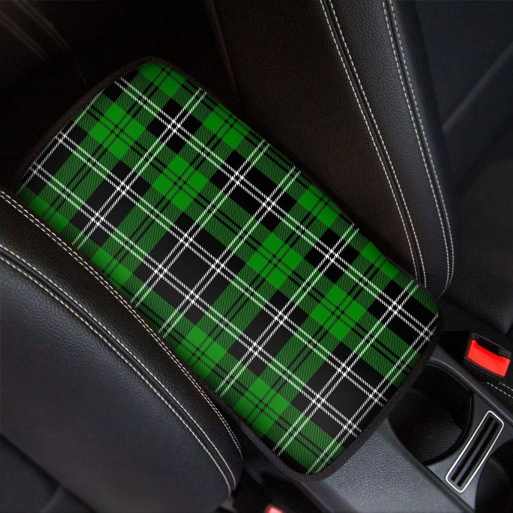 Green Plaid Tartan Print Car Console Cover-grizzshop