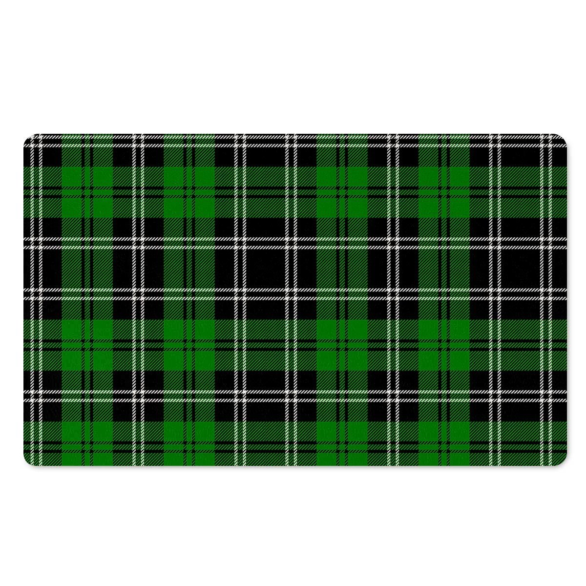 Green Plaid Tartan Print Door Mat-grizzshop