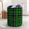 Green Plaid Tartan Print Laundry Basket-grizzshop