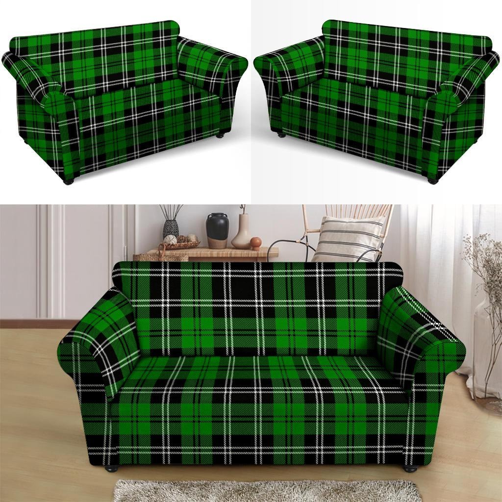 Green Plaid Tartan Print Loveseat Cover-grizzshop