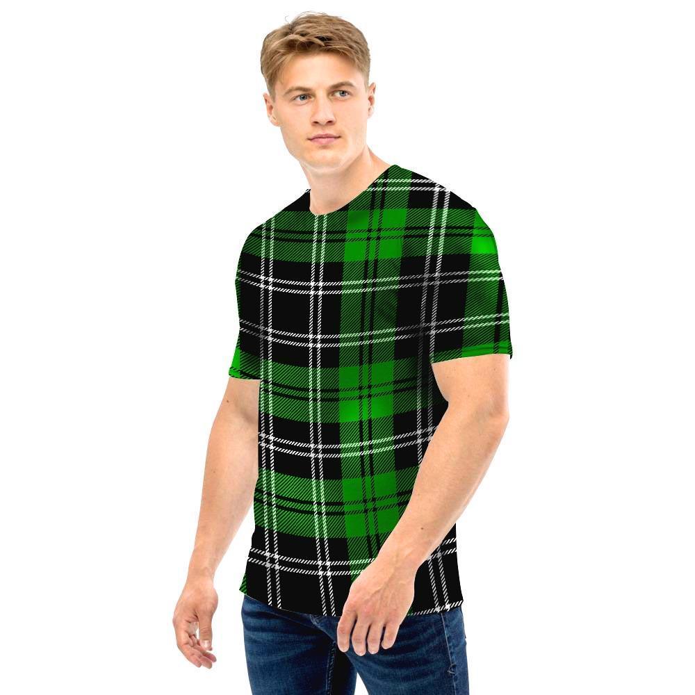 Green Plaid Tartan Print Men T Shirt-grizzshop