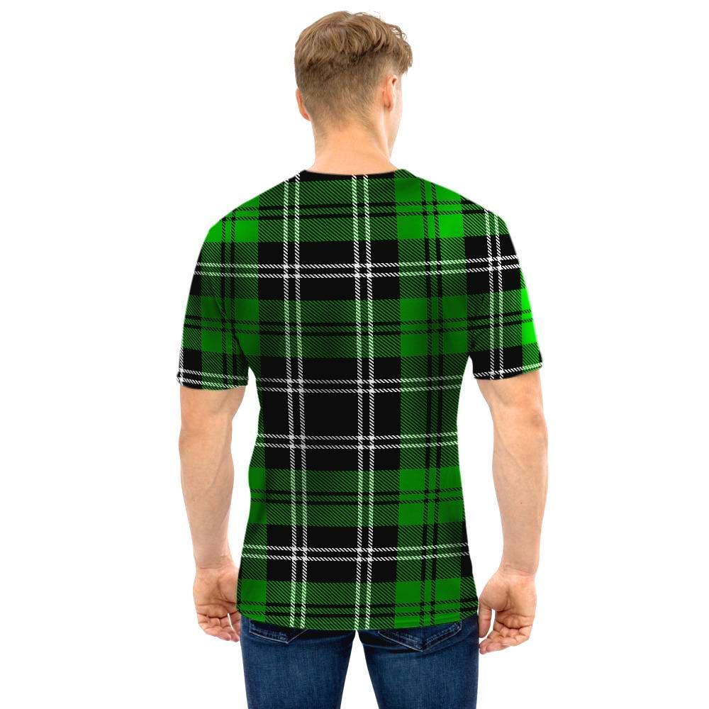 Green Plaid Tartan Print Men T Shirt-grizzshop