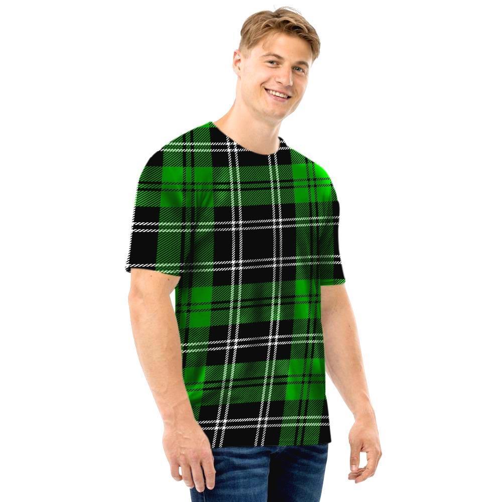 Green Plaid Tartan Print Men T Shirt-grizzshop