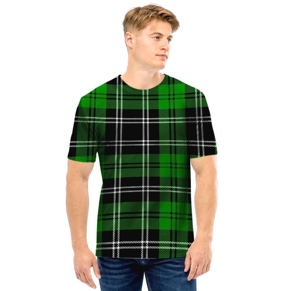 Green Plaid Tartan Print Men T Shirt-grizzshop