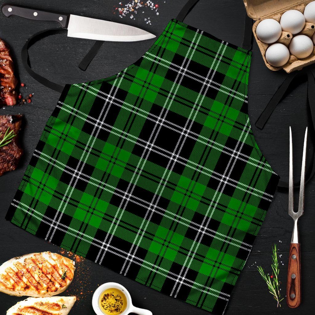 Green Plaid Tartan Print Men's Apron-grizzshop