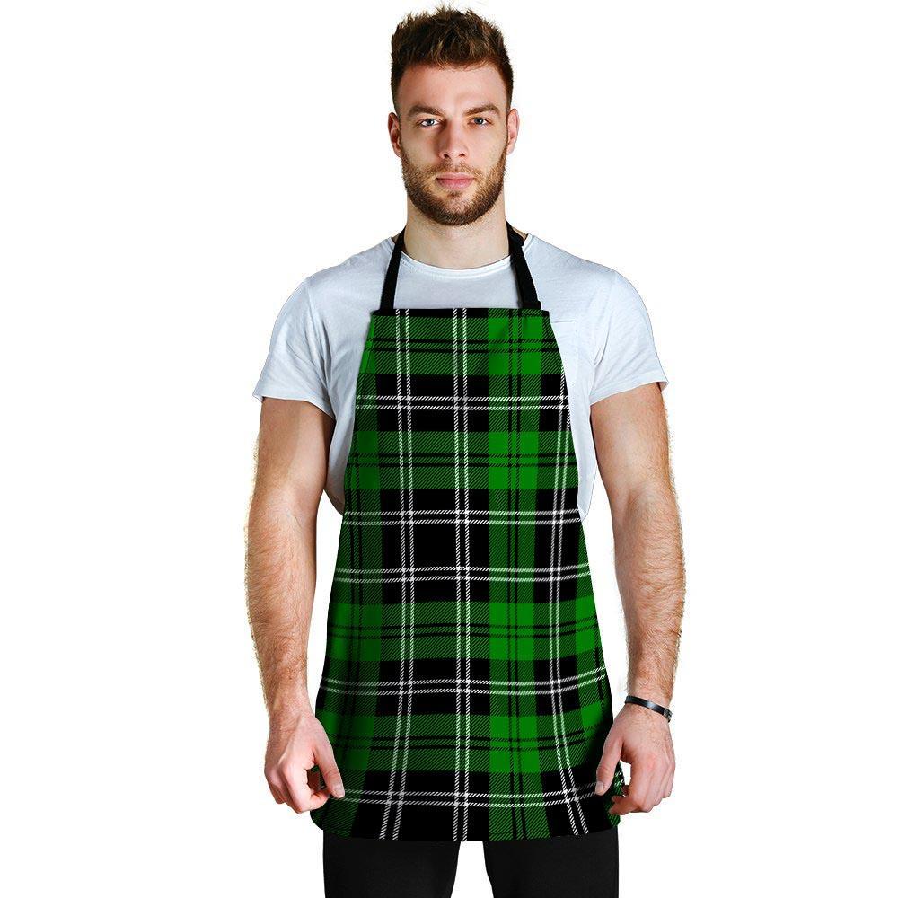 Green Plaid Tartan Print Men's Apron-grizzshop