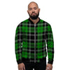 Green Plaid Tartan Print Men's Bomber Jacket-grizzshop