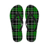 Green Plaid Tartan Print Men's Flip Flops-grizzshop