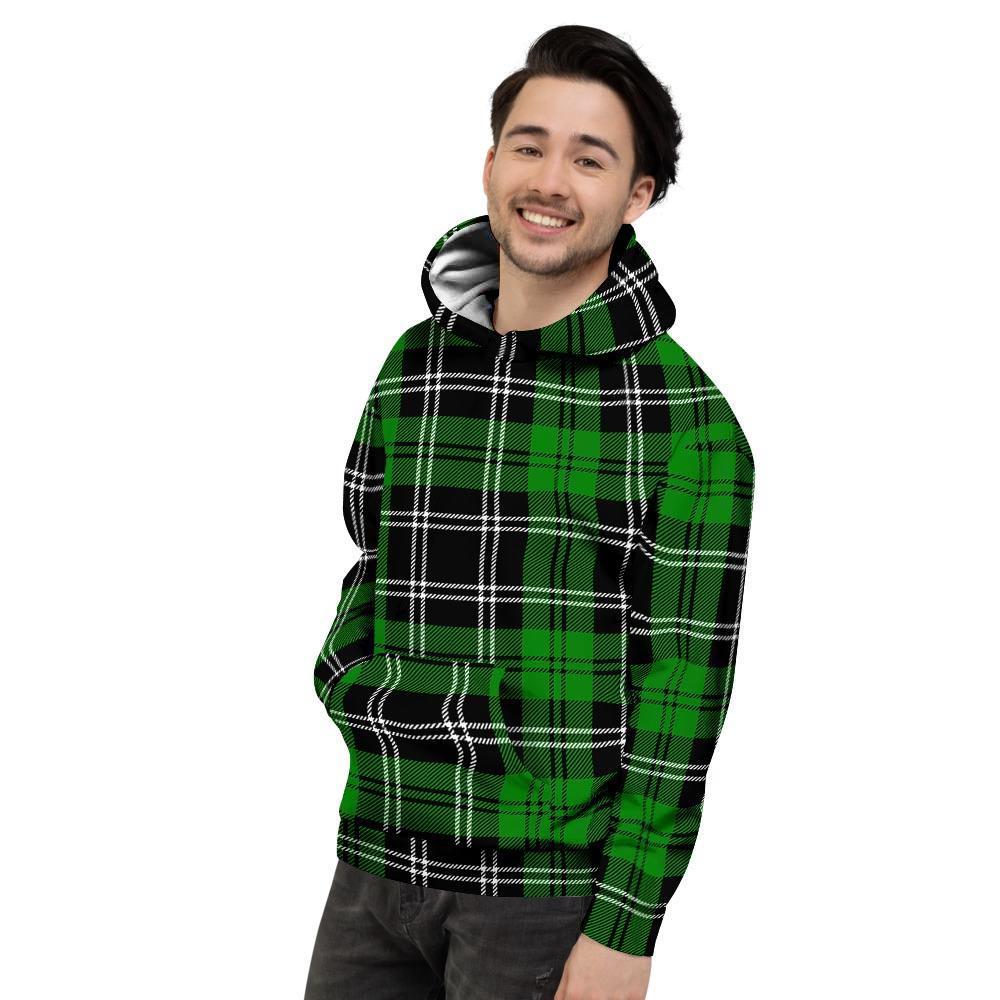 Green Plaid Tartan Print Men's Hoodie-grizzshop