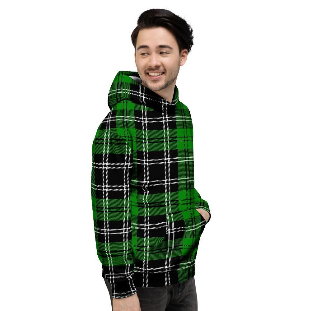 Green Plaid Tartan Print Men's Hoodie-grizzshop