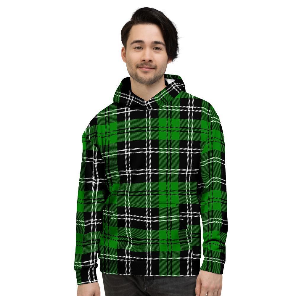 Green Plaid Tartan Print Men's Hoodie-grizzshop