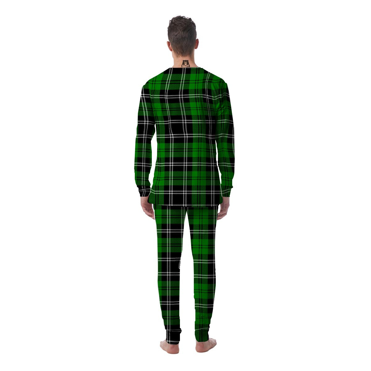 Green Plaid Tartan Print Men's Pajamas-grizzshop