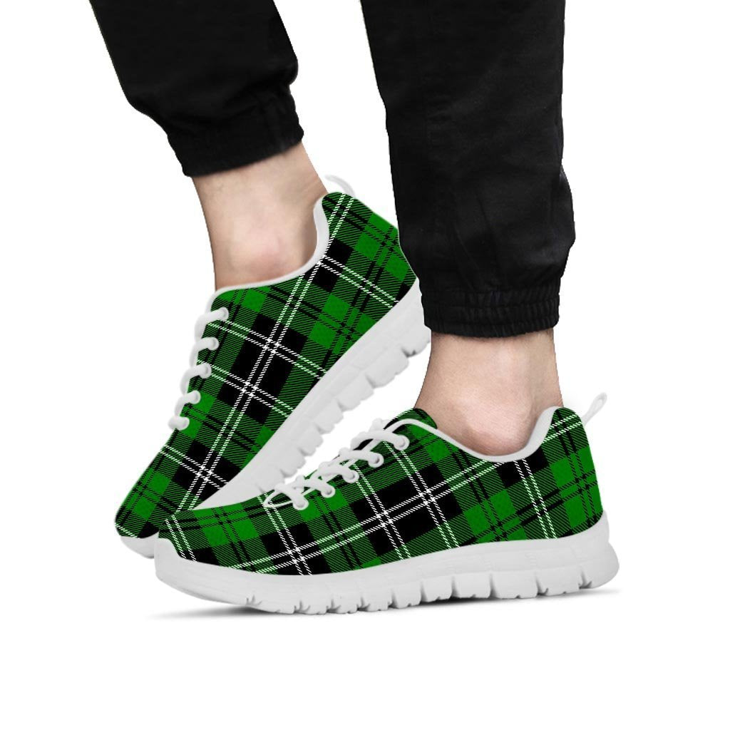 Green Plaid Tartan Print Men's Sneakers-grizzshop