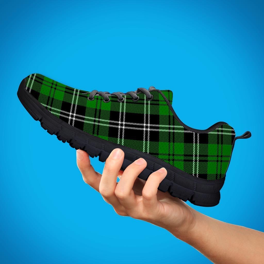 Green Plaid Tartan Print Men's Sneakers-grizzshop