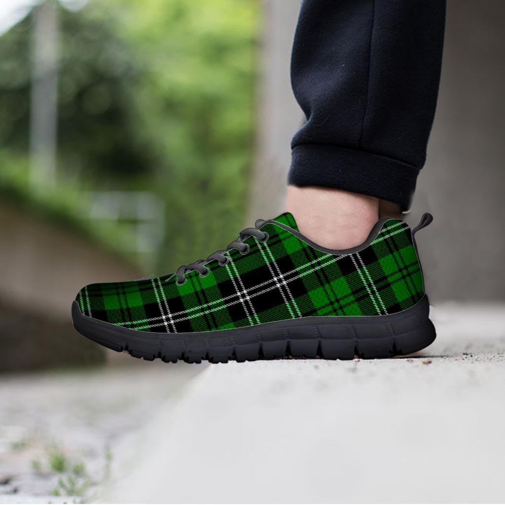 Green Plaid Tartan Print Men's Sneakers-grizzshop