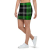 Green Plaid Tartan Print Mini Skirt-grizzshop