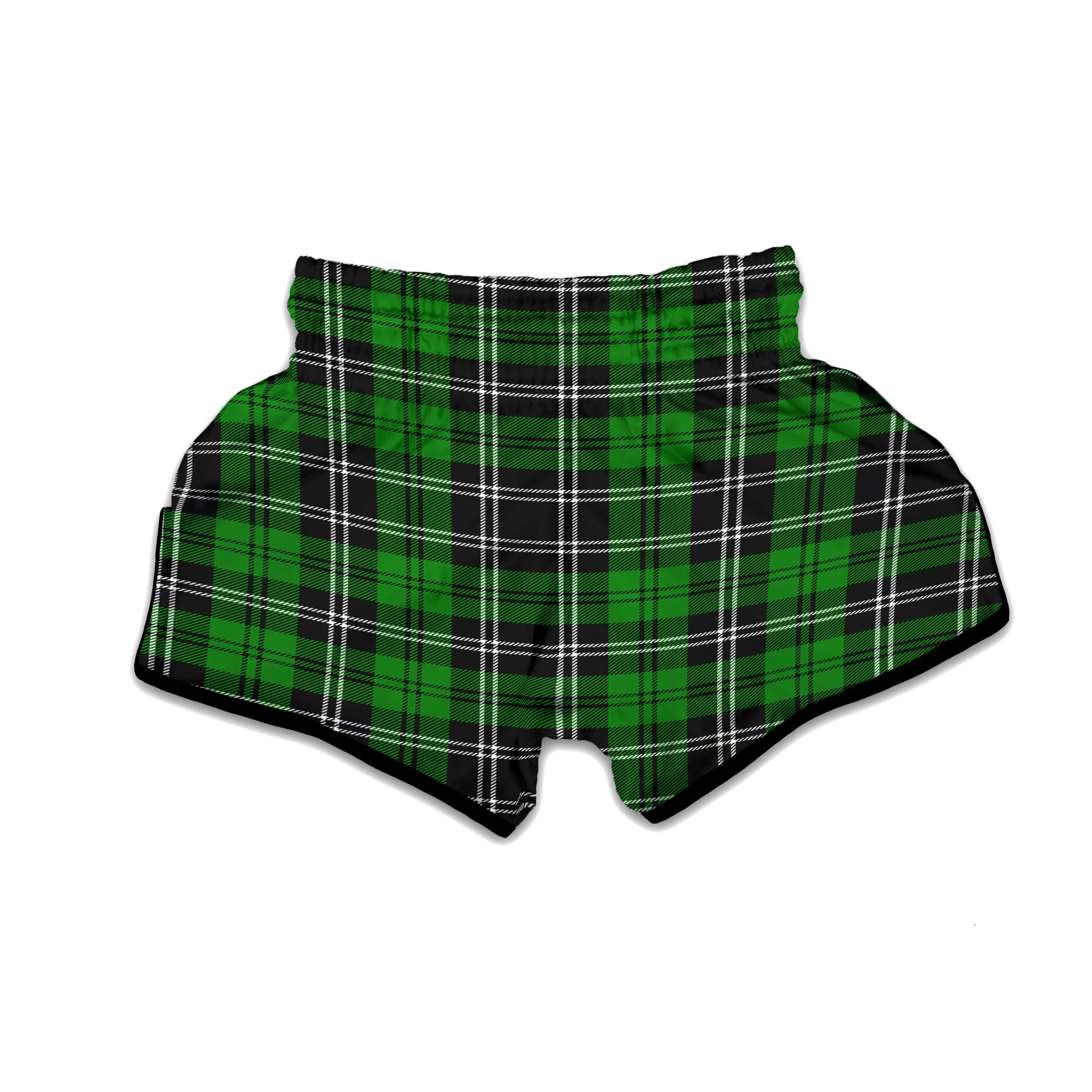 Green Plaid Tartan Print Muay Thai Boxing Shorts-grizzshop