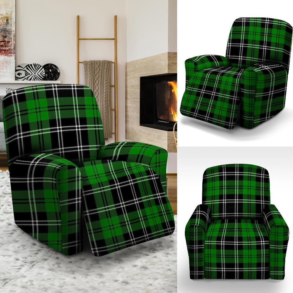 Green Plaid Tartan Print Recliner Cover-grizzshop